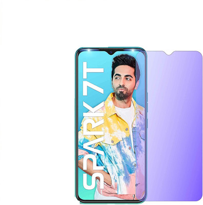 ELEF Edge To Edge Tempered Glass for Tecno Spark 8 Anti Blu Eye Protector Tempered Blocks Excess Harmful Blue Light(Pack of 1)