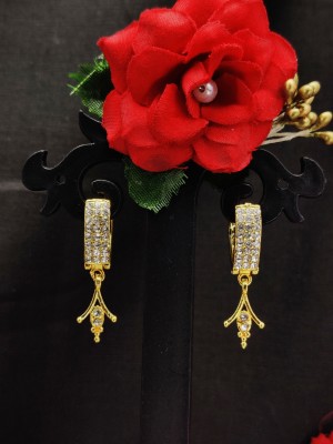 DHARM JEWELS Gold Plated Amrecian Diamond Fancy JumkiBali Earrings Diamond Alloy Jhumki Earring