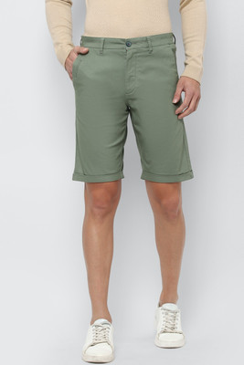 LOUIS PHILIPPE Solid Men Green Regular Shorts