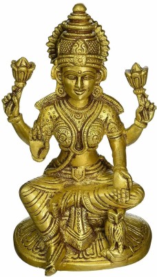 vrindavan shopi Lakshmi Brass Idol/Laxmi MATA Brass Idol for Prosperity 500gms Decorative Showpiece  -  9 cm(Brass, Gold)