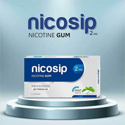 Nicosip GUM 2MG FOR QUIT SMOKING GUM ( 4PACK.) Smoking Cessations(Pack of 4)