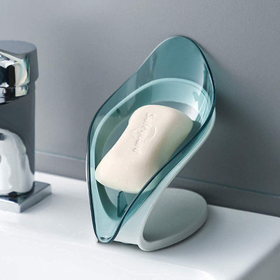 AKSHARAHANT New Leaf Soap Holder Dish Self Draining Container with Drain and Suction Cup(Multicolor)