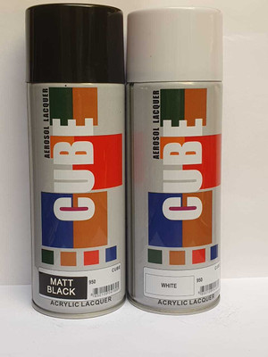 POSHTIK AAHAR Matt Black + White Spray Paint Combo Multicolor Spray Paint 800 ml(Pack of 2)