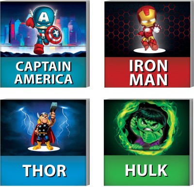 Ordershock 45.72 cm 4 Piece Set of Kids Superhero Ironman Thor Hulk Captain America Self Adhesive Sticker(Pack of 1)