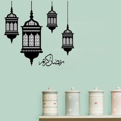 décor nirmal 90 cm Decorations for Home Muslim Wall Sticker Star Lantern Covering Area [50x69cm] Self Adhesive Sticker(Pack of 1)