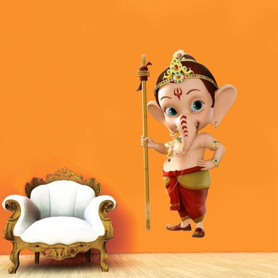 Decor Villa 58 cm Lord krishna in loutus Wall Decal & Sticker Removable Sticker(Pack of 1)