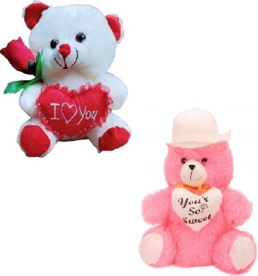 kashish trading company Soft toy white love rose with pink white cap set of -2,(25-30 cm)  - 30 cm(Multicolor)