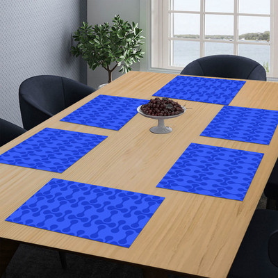 LooMantha Rectangular Pack of 6 Table Placemat(Dark Blue, PVC, Polyester)