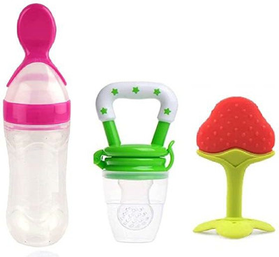 SKUGG Baby Silicone Food Nibbler for Fruit Food Feeder & Fruit Teether Teether and Feeder(Pink)