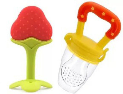 smilykid Baby Fruit Nibbler Food Feeder With Silicone Teether Teether and Feeder(Yellow)