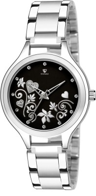 EDINARO ED-2104W Black Studded Dial with Silver Bracelet Strap Analog Watch  - For Women