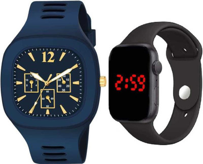 VARNI ENT New Square Silicon Strap water Resistnce Best look Combo Watch For Men & Boys Analog Watch  - For Men