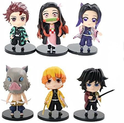 Augen Demon Slayer Mini Action Figure Cake, Office Desk & Study Table (9cm)(Pack of 6)(Multicolor)