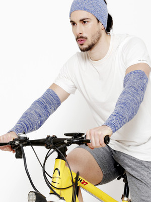 Bharatasya Cotton Arm Sleeve For Men & Women(Free, Blue)