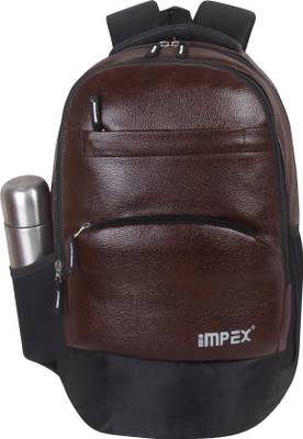 IMPEX Brown Leather Backpack Office Backpack Casual Backpack For