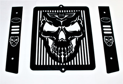 acube mart Jawa Radiator Grill Guard Skull Face For Jawa 42.Jawa Perak, Classic (black) Bike Radiator Guard(JAWA)