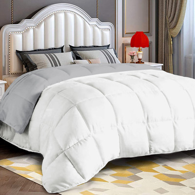 Indian Kingdom Solid Queen AC Blanket for  AC Room(Microfiber, Silver/White)