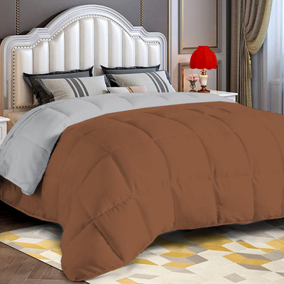 Indian Kingdom Solid Single AC Blanket for  AC Room(Microfiber, Silver/Chocolate Brown)