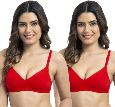 TWEENS Tweens Medium Padded T-Shirt Bra Women T-Shirt Lightly Padded Bra(Red)