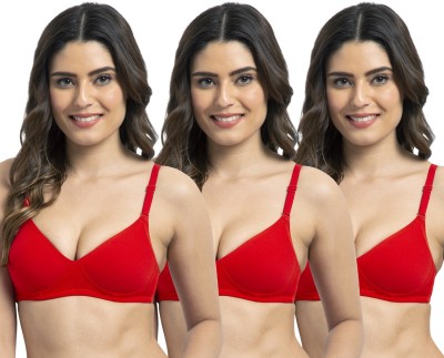 TWEENS Medium Padded T-Shirt Bra Women T-Shirt Lightly Padded Bra(Red)