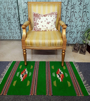 KIRE NE Green Cotton Carpet(2 ft,  X 3 ft, Rectangle)