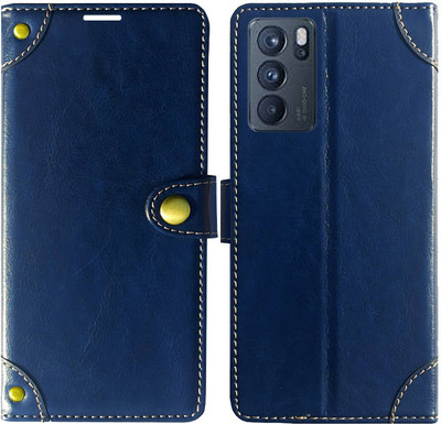 MAXSHAD Flip Cover for Oppo Reno6 Pro 5G(Blue, Magnetic Case)