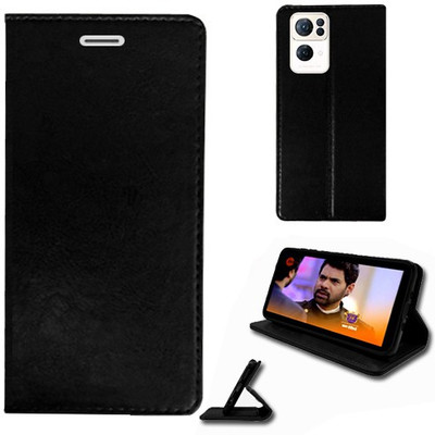 Realgo Flip Cover for Oppo Reno7 Pro 5G(Black, Pack of: 1)