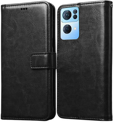 Casotec Flip Cover for Oppo Reno7 Pro 5G(Black, Pack of: 1)