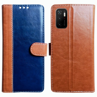 Realgo Flip Cover for Poco M3 Pro 5G(Brown, Pack of: 1)