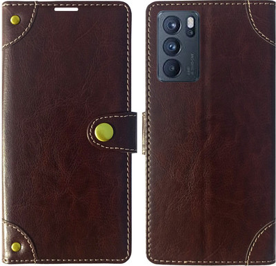 MAXSHAD Flip Cover for Oppo Reno6 Pro 5G(Brown, Magnetic Case)
