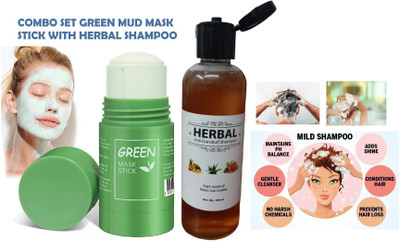 MYEONG GREEN MUD MASK WITH AND ANTI DANDRUFF SHAMPOO COMBO FOR MAN AND WOMEN(2 Items in the set)