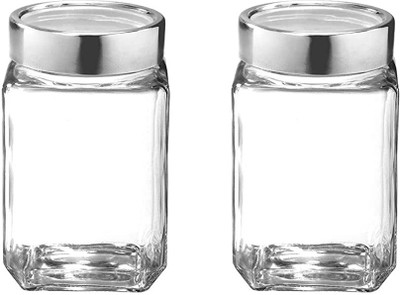 TINSUHG Glass Tea Coffee & Sugar Container  - 350 ml(Pack of 2, Clear)