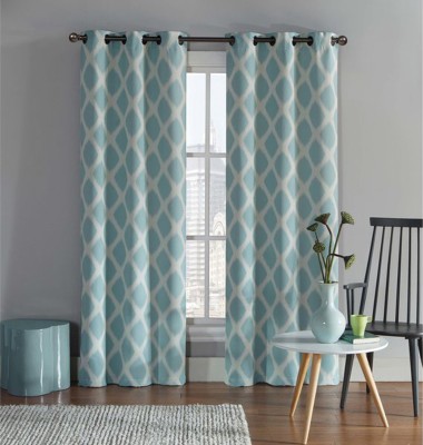 Dekor World 150 cm (5 ft) Cotton Semi Transparent Window Curtain (Pack Of 2)(Solid, Light Blue)