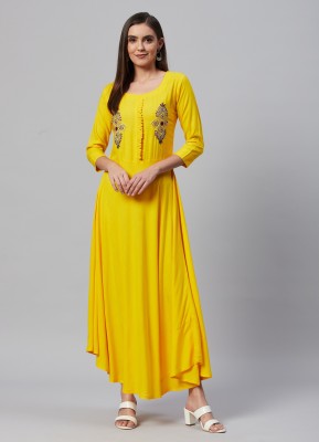 Fashion Point Women Maxi Yellow Dress