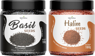Relishta Basil Seeds & Garden Cress Seeds Immunity Booster & Calcium Rich Superfood Basil Seeds, Garden Cress Seeds(320 g, Pack of 2)