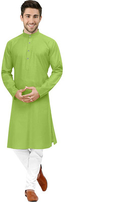 varni ent Men Solid Straight Kurta(Light Green)