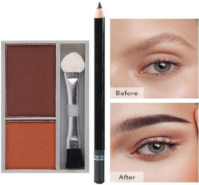 YAWI PERFECT EYE BROW SHAPE LONG LASTING EYE BROW POWDER WITH BLACK EYE BROW PENCIL 3.6 g(MULTI COLOR)