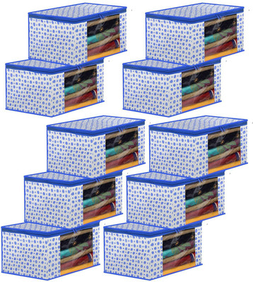 Sameer Enterprises garments cover Printed Foldable Lightweight Organizer With Tranasparent Window Pack of 10 Blue 10(Blue, White)
