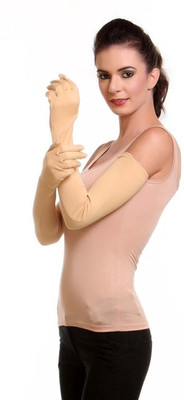 SMART SEWINGERS Cotton Arm Sleeve For Men & Women(Free, Beige)