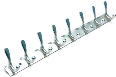 Shoptry LABS STEEL Cloth Hanger RAIL BTTHROOM&DOOR HOOK HANG KEY CLOTH TOWEL ETC Hook Rail 8(Pack of 1)