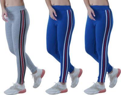 YUALIN CREATION Blue, Grey Jegging(Striped)