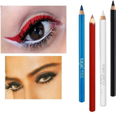 YAWI Long Wear Pencil Kajal Water proof & Smudge Proof black blue red white(Multicolor, 8 g)