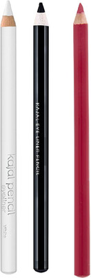 MYEONG 3D use eye lip makeup look eyeliner & kajal pencil Combo(White, Black, Blue, 6 g)
