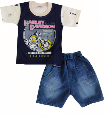 Ajmer Dresses Boys & Girls Casual T-shirt Shorts(Cream)