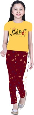 SunTree Kids Nightwear Girls Printed Cotton Blend(Yellow Pack of 1)