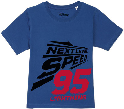 Disney By Wear Your Mind Boys Typography Pure Cotton Regular T Shirt(Blue, Pack of 1)