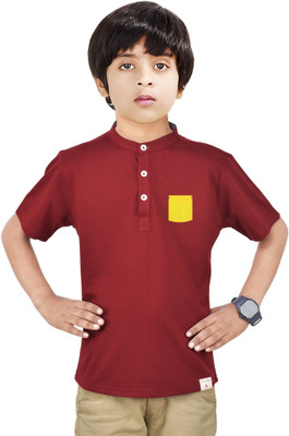 MADE IN THE SHADE Boys Solid Straight Kurta(Maroon)