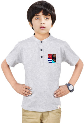 MADE IN THE SHADE Boys Solid Straight Kurta(Grey)