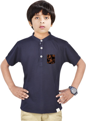 MADE IN THE SHADE Boys Solid Straight Kurta(Dark Blue)