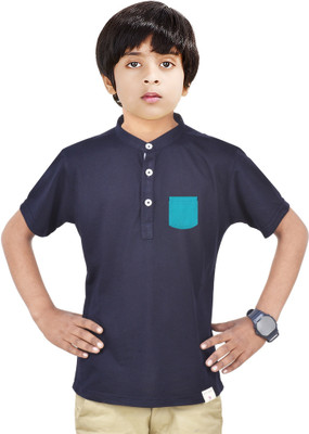 MADE IN THE SHADE Boys Solid Straight Kurta(Dark Blue)